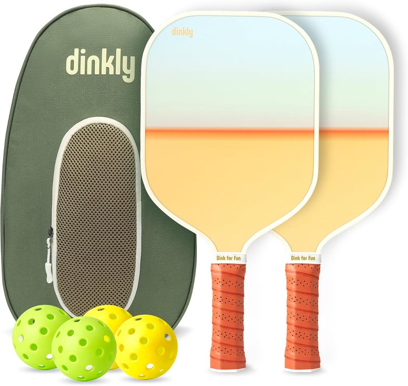 Dinkly Pickleball Paddles Set of 2/4- USAPA Approved Graphite/Fiberglass Pickleball Racket, 2 Pickleball Rackets, 4 Balls and 1 Portable Carry Bag, Aesthetic Pickle Ball Set for Men Women Beginners - Image 1